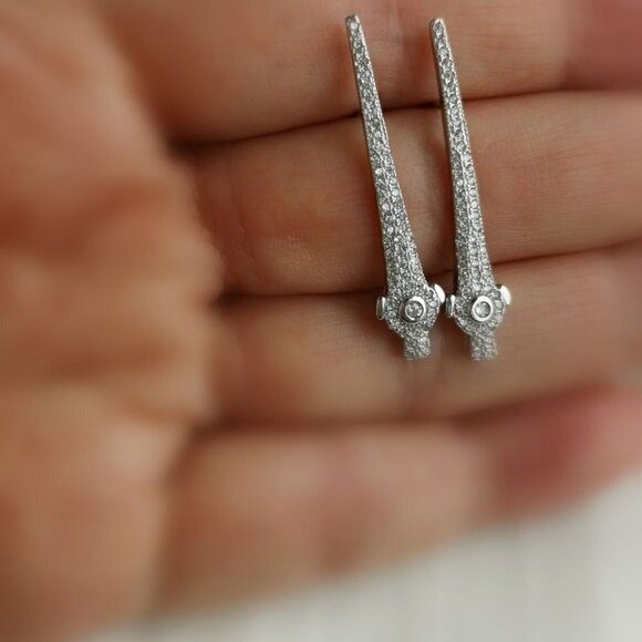 ART DECO sterling silver cz long  earrings 🆕 - Picture 6 of 7